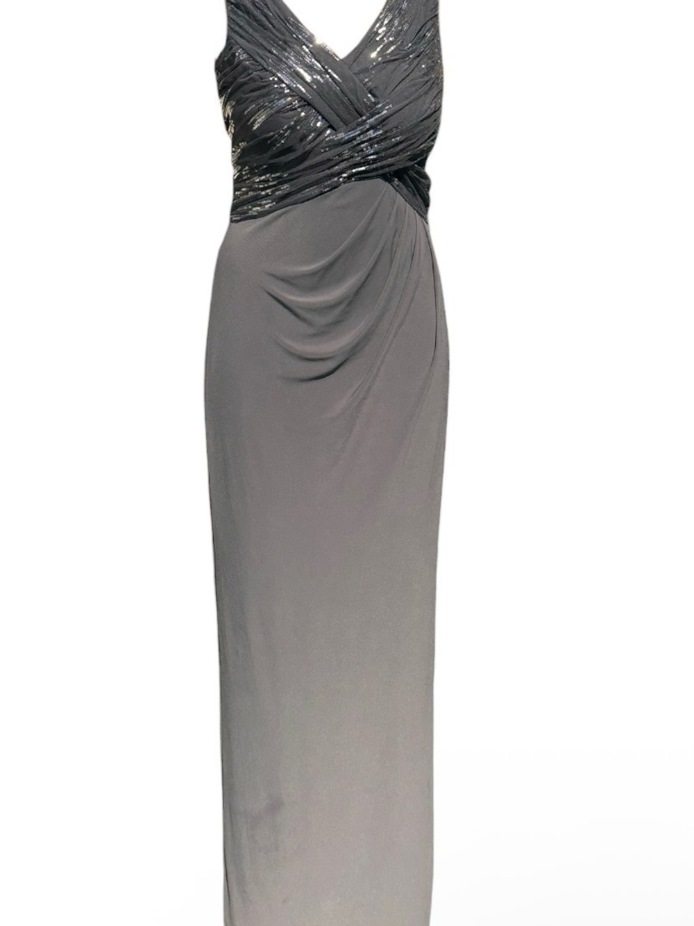 Lauren Ralph Lauren Gray Sequin Wrap Maxi Dress